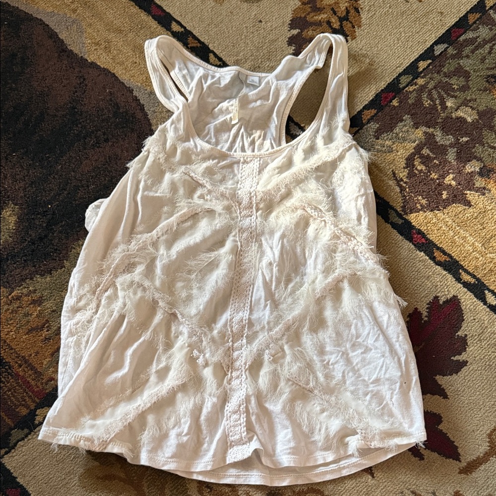 LC Lauren Conrad White Textured Tank Top
